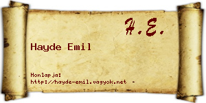Hayde Emil névjegykártya